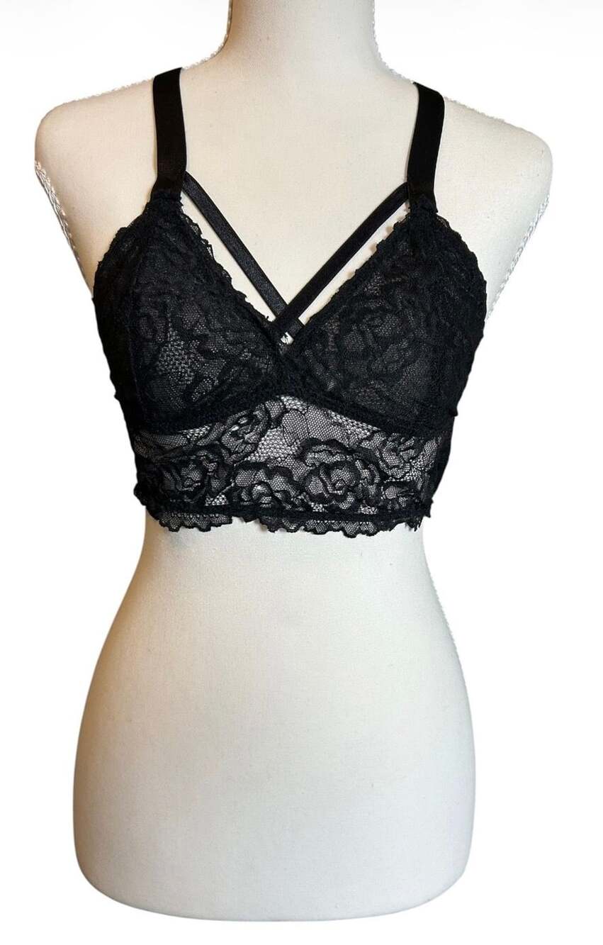 Seven 'til Midnight Black Lace Strappy Bralette